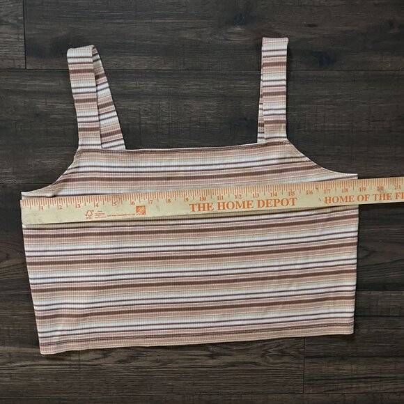 American Eagle Women's cropped ribbed tank top Striped Pink Ivory Size XXL - Picture 5 of 7